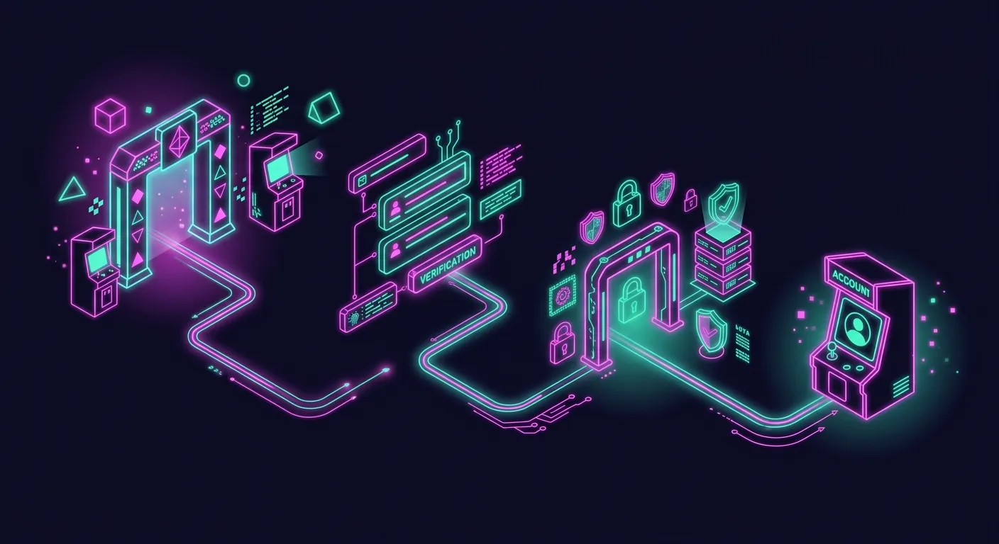 Ilustrasi alur registrasi resmi akun 333HOKI berkonsep neon arcade